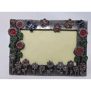 Six Trees Butterfly & Flower Picture Photo Frame 4x6 Jeweled/Enamel/Sparkle